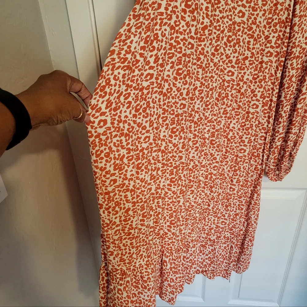 NWT Adorable Loft Women's Dark Orange multi Longsleeve swing dress sz XXL. - Picture 7 of 10